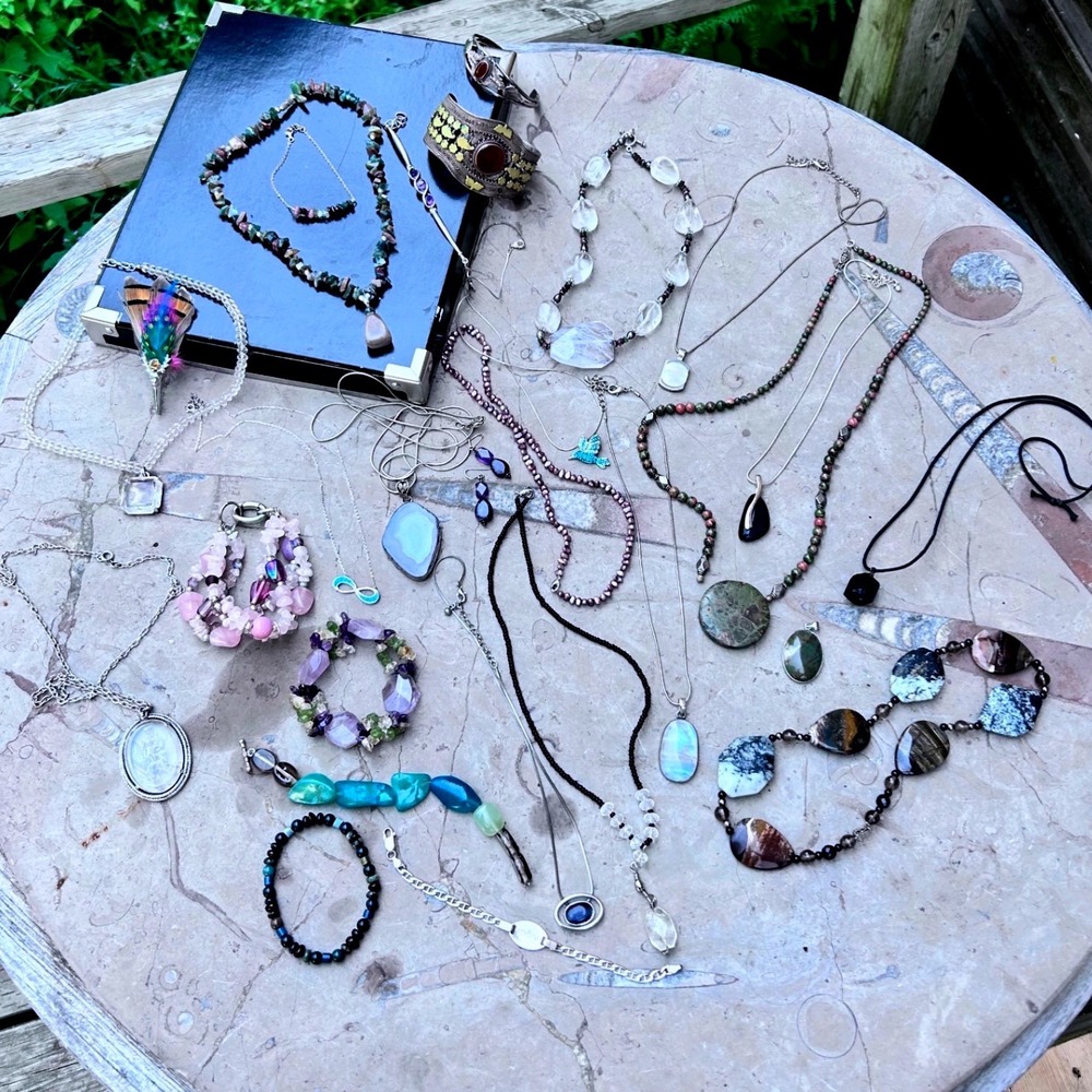 Vintage Jewelry Lot 925 Sterling Silver Crystal Amethyst Moonstone Mix Estate